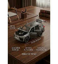 1:32 Ölçek Metal Model Araba LX600 Lüks SUV Jip - Işıklı Sesli Çek Bırak - Gri