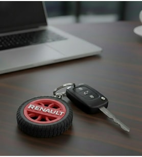 Renault Uyumlu Özel Tasarım Araba Anahtarlığı - Premium Hafif ve Dayanıklı Anahtarlık (Kırmızı)
