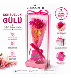 PVC Kutulu Sonsuzluk Gülü Kalıcı Gül Sevgiliye Anneye Hediye Premium