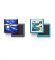 Buzdolap Magnetleri - Nauru Bayrağı ve Yaren Posta Pulu Tema - 2'li Set Magneti