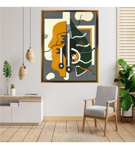 Tablore Soyut Yüz Ve Geometrik Desenli Kübist Sanat Tablosu Çerçeveli Kanvas Tablo Modern Salon Dekoru