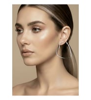 Kalp Model Halka Silver Renk Çelik Küpe 6cm (Gümüş)