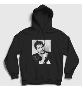 Presmono Unisex Siyah Sign Pedro Pascal Kapüşonlu Sweatshirt 467030tt