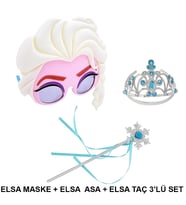Elsa Maskesi Elsa Tacı Ve Elsa Asası 339lü Kostüm Seti (Çok Renkli)