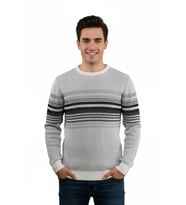 Erkek Sıfır Yaka Kazak Selanik Örgü Klasik Kalıp 5245C BGL-ST04860 (Gri)