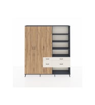 Arges Dolap 14 Raflı 4 Çekmeceli 4 Kapaklı 220x30x243 Antrasit-Çam/Aytaşı