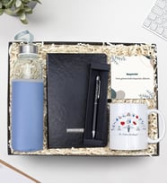 Doktorlara Özel Tasarım Kupa & Özel Kılıflı 500Ml Su Matarası & Siyah Defter & Siyah Touch Pen Hediye Seti