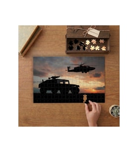 Askeri Helikopter ve Araba Tasarımı 240 parça Ahşap Puzzle Ahşap Kutuda MP02591