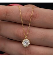 Hk Gümüş Kadın Kolye Gold Minimal Yuvarlak Anturaj Gümüş Takı Hediyelik Ürünler