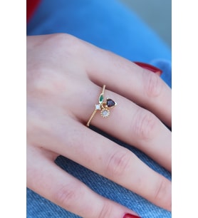 Renk Kiraz Model Zirkon Taşlı Kadın Yüzük 5886