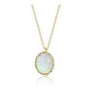 Opal Taşlı Oval Altın Kolye