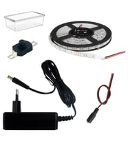 DC 12V Şerit Led 5 Metre Tek Çipli Beyaz Işık Lamba Anahtar Adaptörlü Aydınlatma Devresi Öğrenci Hobi Deney Seti