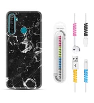 Realme 5i 5 Pro 6i 7 Pro 8 Kılıf Kablo Koruma Spiral Silikon Black Hole Marble 1387