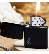 Kişiye Özel İsimli Benzinli Siyah Zippo Çakmak