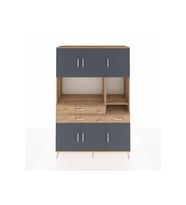Hyperion Dolap 9 Raflı 3 Çekmeceli 6 Kapaklı 132x44x195 Çam-Antrasit/Çam