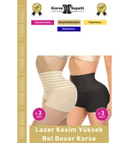 #Korse Vücut Toparlayıcı Şekillendirici Kaymaz Doku Lazer Kesim Yüksek Bel Boxer Korse 6'lı Set