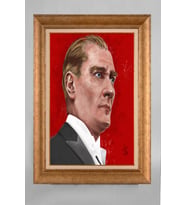 Çerçeveli Paspartulu Atatürk Tablo a753 (Gold)