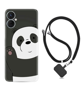 Tecno Spark 9T Kılıf Silikon Boyun Askılı İpli Desenli Silikon Hello Panda 1709