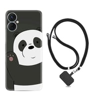 Tecno Spark 9T Kılıf Silikon Boyun Askılı İpli Desenli Silikon Hello Panda 1709