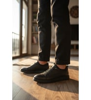 Enoch Maskülen Seri Siyah Premium Dokulu Konfor Taban Sneaker