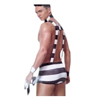 Fantezi Erkek Kostüm Zebra Kelepçe-Tasma-Zincir 3lü Set