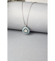 Nazar Boncuklu Kolye Mavi Taşlı 925 Ayar Zirkon Taşlı Kolye (Silver)