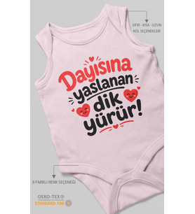 Dayısına yaslanan dik yürür Sıfır Kollu Bebek Zıbını %100 Pamuk
