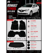 RENAULT SYMBOL 2013-2018 Araca Özel 3D Paspas + 3D Bagaj Havuzu