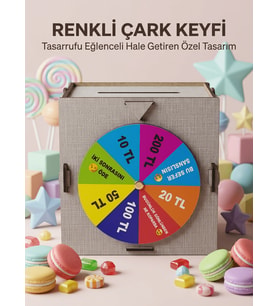 Birikim Kutusu Şans Çarklı Tasarruf Oyunu Eğlenceli Hedef Kumbarası