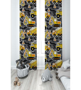 MEKTA HOME BEBEK VE ÇOCUK ODASI İş Makine Desenli 2 Kanat Fon Perde
