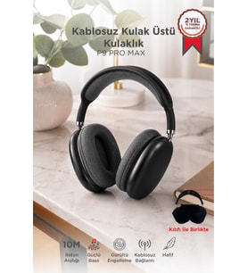 Torima Bluetooth Kulaklık Kulak Üstü Sd Kart Girişli Kablosuz Aux Kablolu Kulaklık P9 Pro Max Siyah