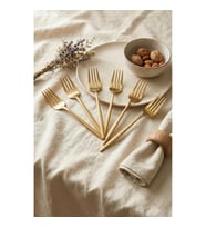 6lı Lüks Gold Paslanmaz Çelik Yemek Çatalı Seti (21 cm)