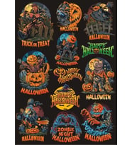Hallowen Sticker Set 8 12 Parça Telefon, Tablet, Defter, Laptop Sticker