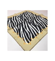 Zebra Desen Black Seri Twill Eşarp Eşarp Askısı ile Birlikte 90x90 cm Vizon Siya