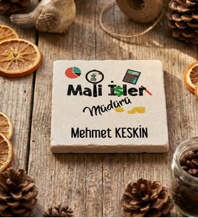 Kişiye Özel Mali İşler Müdürü Bardak Altlığı  Hediyesi (Krem)