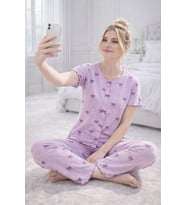 Kadın 01535 Kısa Kol Kaşkorse Pijama Takımı