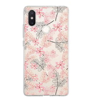 Xiaomi Mi 8 Se Uyumlu Kapak Floral Kırmızı Tasarımlı Şeffaf Silikon Kılıf