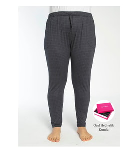 Büyük Beden Cepli Viskon Yazlık Kadın Pijama Altı Tek Alt y10 (Siyah)