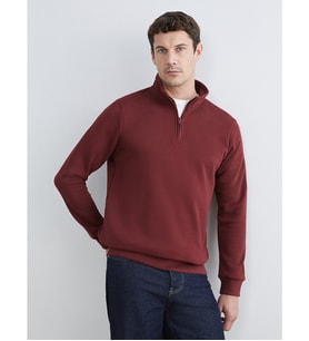 LCWAIKIKI Classic Bordo Dik Yaka Uzun Kollu Erkek Kalın Sweatshirt