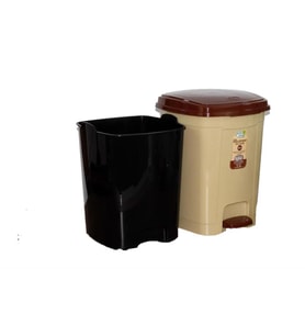Polytime Pedallı Basmalı 6 Litre Çöp Kutusu Kovası - Çıkarılabilir İç Kovalı - Krem - 28 x 22 x 22 Cm