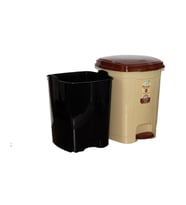 Polytime Pedallı Basmalı 6 Litre Çöp Kutusu Kovası - Çıkarılabilir İç Kovalı - Krem - 28 x 22 x 22 Cm