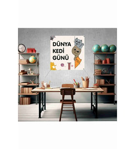 Dünya Kedi Günü Fotoğraf Panosu Branda 100x100