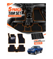 e-biz ISUZU D-MAX (2002-2012) Uyumlu EVA Oto Paspas Metal Topukluklu Havuzlu 5 Parça Siyah-Turuncu
