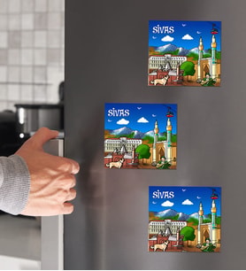 Sivas Tasarımlı 3'lü Ahşap Magnet