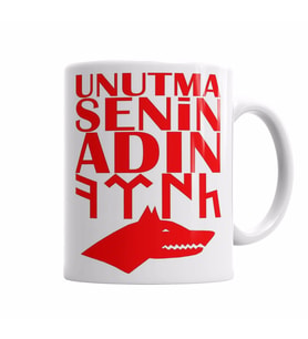 Senin Adın Türk Göktürk Kurt Kupa Bardak Porselen