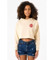Chicago Fire Logo Bej Kadın Crop Kapşonlu