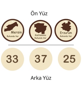 Türkiye Şehir Haritası temalı 81 İl Ahşap Dikiz Aynası Süsü