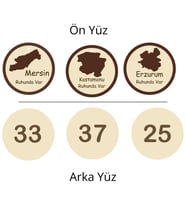 Türkiye Şehir Haritası temalı 81 İl Ahşap Dikiz Aynası Süsü