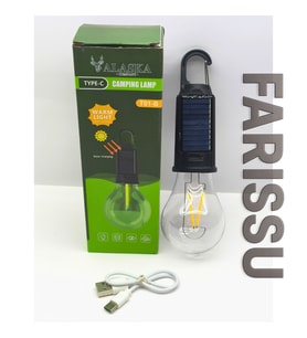 USB & Güneş Enerjili Kamp Lambası – Askılı, IPX4 Suya Dayanıklı, 4 Modlu Taşınabilir LED Ampul