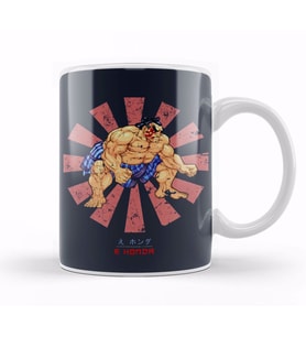 E Honda Retro Japanese Street Fighter Kupa Bardak Porselen